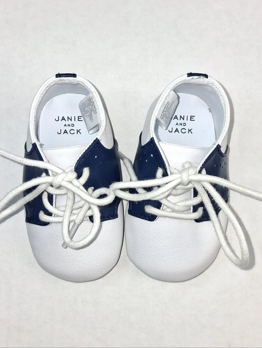 Janie and Jack Navy Blue White Saddle Oxford Crib Shoes